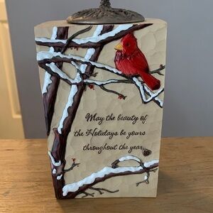 Cardinal Winter Candle Decor